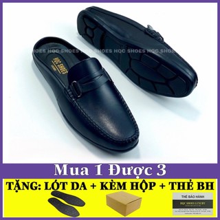 Giày sục nam hở gót da bò đế cao su khâu chỉ bảo hành 1 năm AQ01