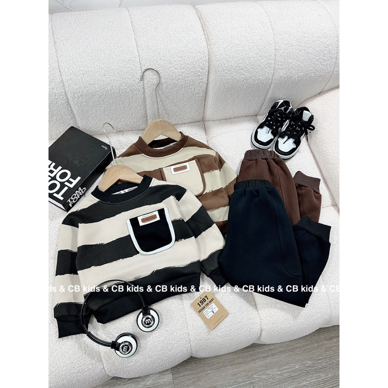 Sét bộ quần áo bé trai dài tay vải nỉ hai da đẹp dày