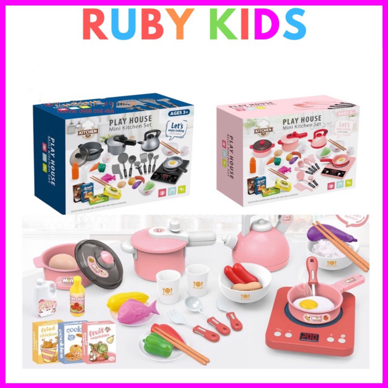 Bộ Đồ Chơi Nấu Ăn Kitchen 36 Chi Tiết Bằng Nhựa ABS An Toàn Cho Bé - Hàng Loại 1 To, Đẹp
