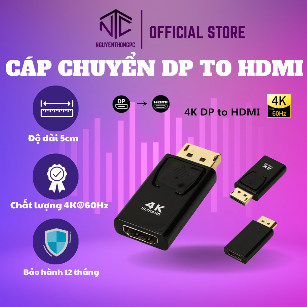 Đầu chuyển Displayport to HDMI chất lượng hình ảnh 4K cho màn  hình tivi máy chiếu