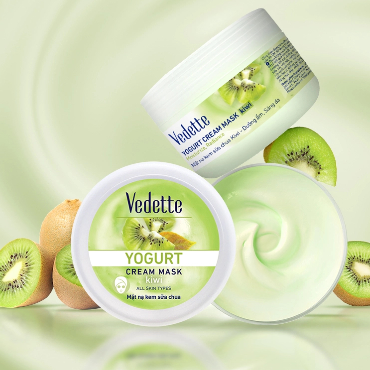 《VEDETTE》Mặt nạ sữa chua hũ kiwi dưỡng ẩm, sáng da, giảm nhờn 120ml Date T8/2026