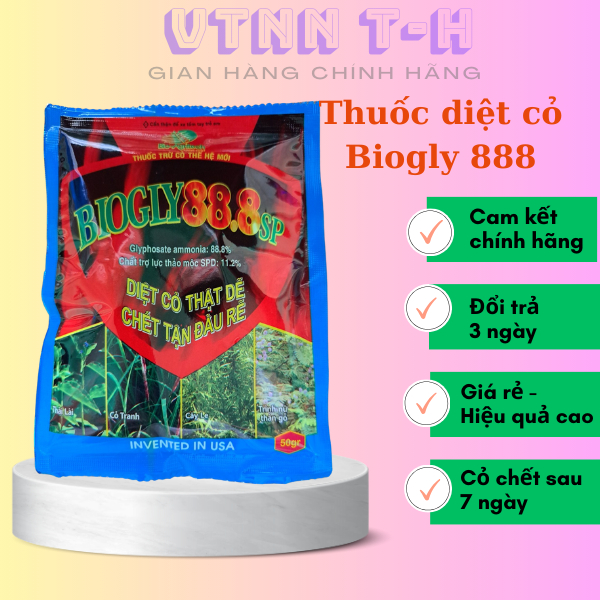 Thuốc diệt cỏ Biogly 888, thuốc trừ cỏ lưu dẫn, diệt các loại cỏ khó diệt như Tranh, Gấu, Thài lài,.hiệu quả, VTNN T-H