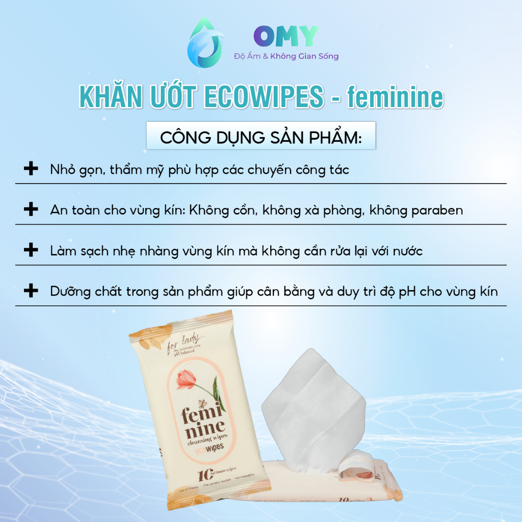 Khăn ướt vệ sinh vùng kín, dùng thay dung dịch vệ sinh phụ nữ Ecowipes dễ