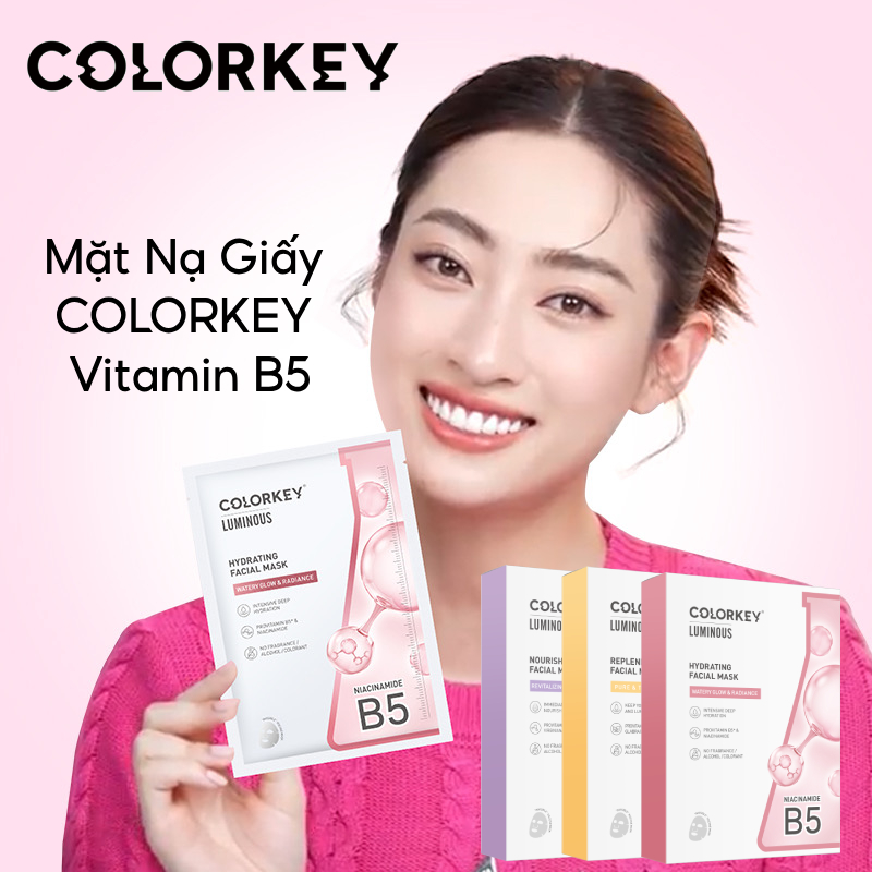 [MUA 1 HỘP TẶNG 1 MIẾNG] - Mặt Nạ Giấy COLORKEY LUMINOUS Vitamin B5 Cấp Ẩm PHIÊN BẢN NÂNG CẤP 10 miếng/hộp