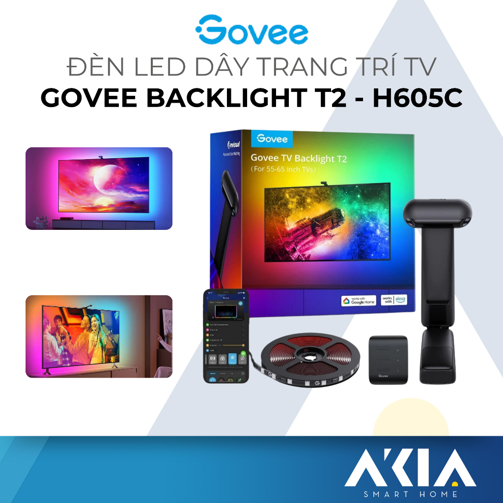 Đèn LED dây trang trí TV Govee Envisual Backlight T2 H605C, 16 triệu màu RGBIC, trải nghiệm giải trí chân thực