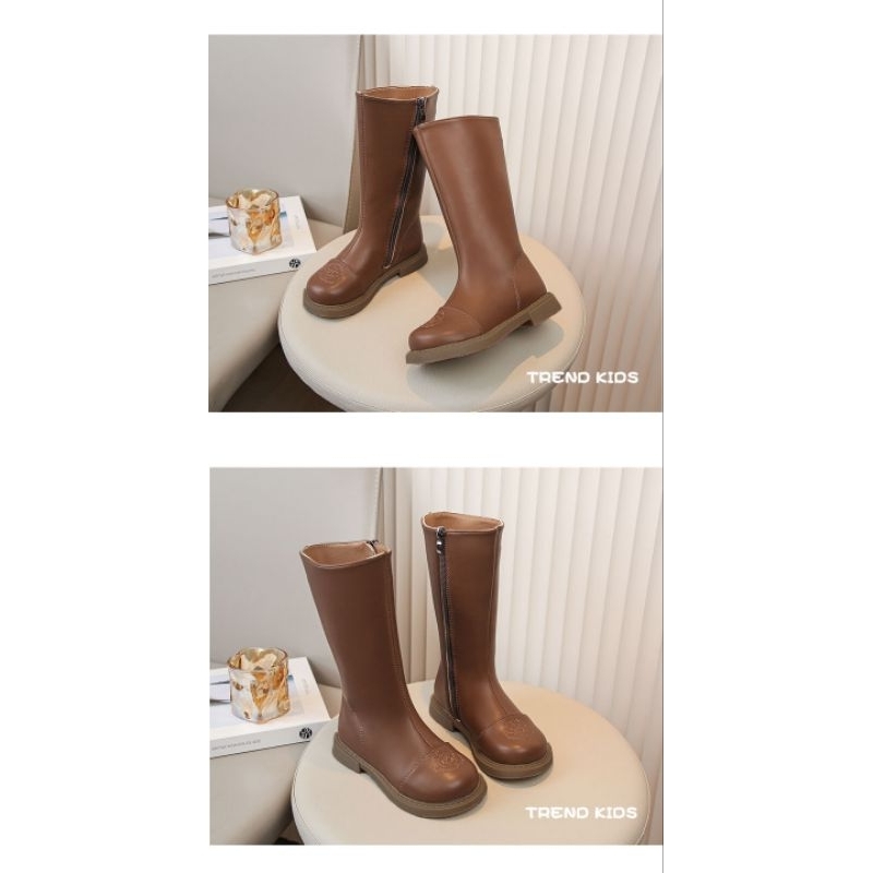 Boot cao cổ thu đông mẫu mới hoa trà 2 màu cho bé gái