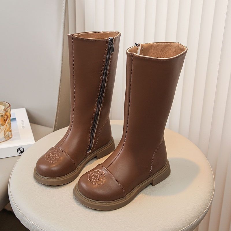 Boot cao cổ thu đông mẫu mới hoa trà 2 màu cho bé gái