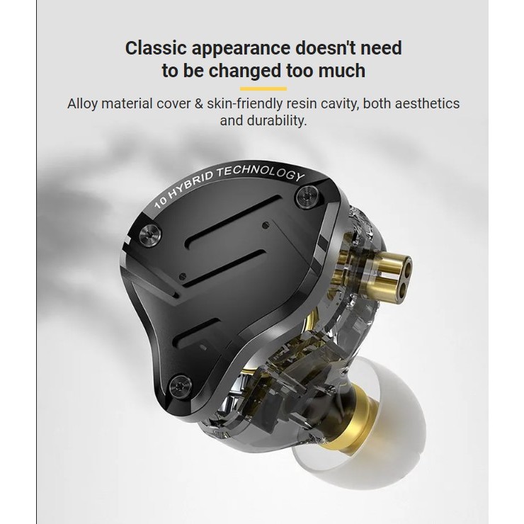 Tai nghe kz zs10 prox chính hãng,có mic đàm thoại,bản mới nhất 10 driver,4BA+1DD,Tặng hộp đựng