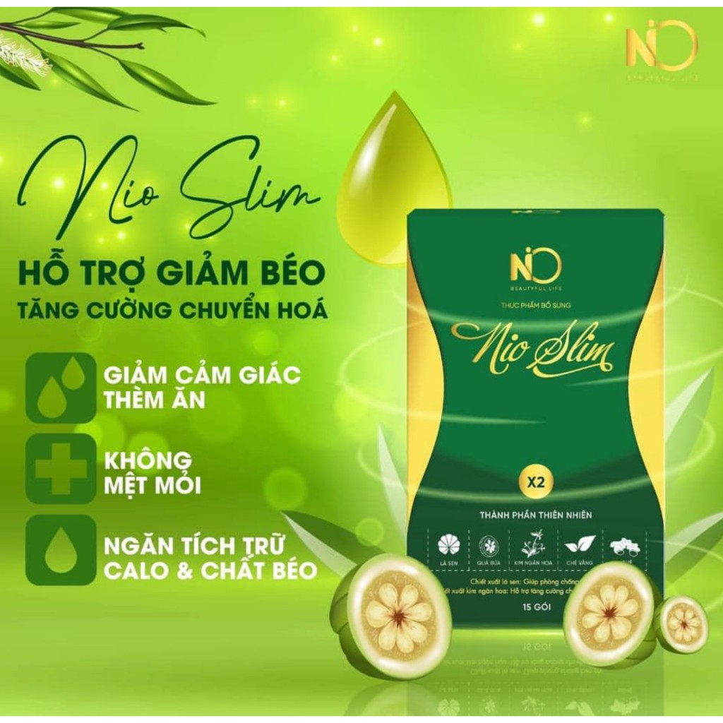 Giảm Cân Nio Slim X2, Kẹo Gôm Giảm Cân Nio Slim X2 Mẫu Mới Chính Hãng tặng kèm detox rau củ