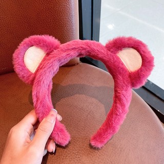 Cài tóc gấu dâu lotso lông mịn hồng đáng yêu