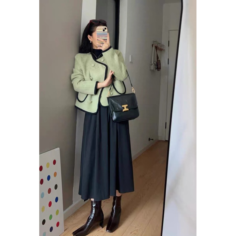 Set áo khoác dài tay + váy dáng dài