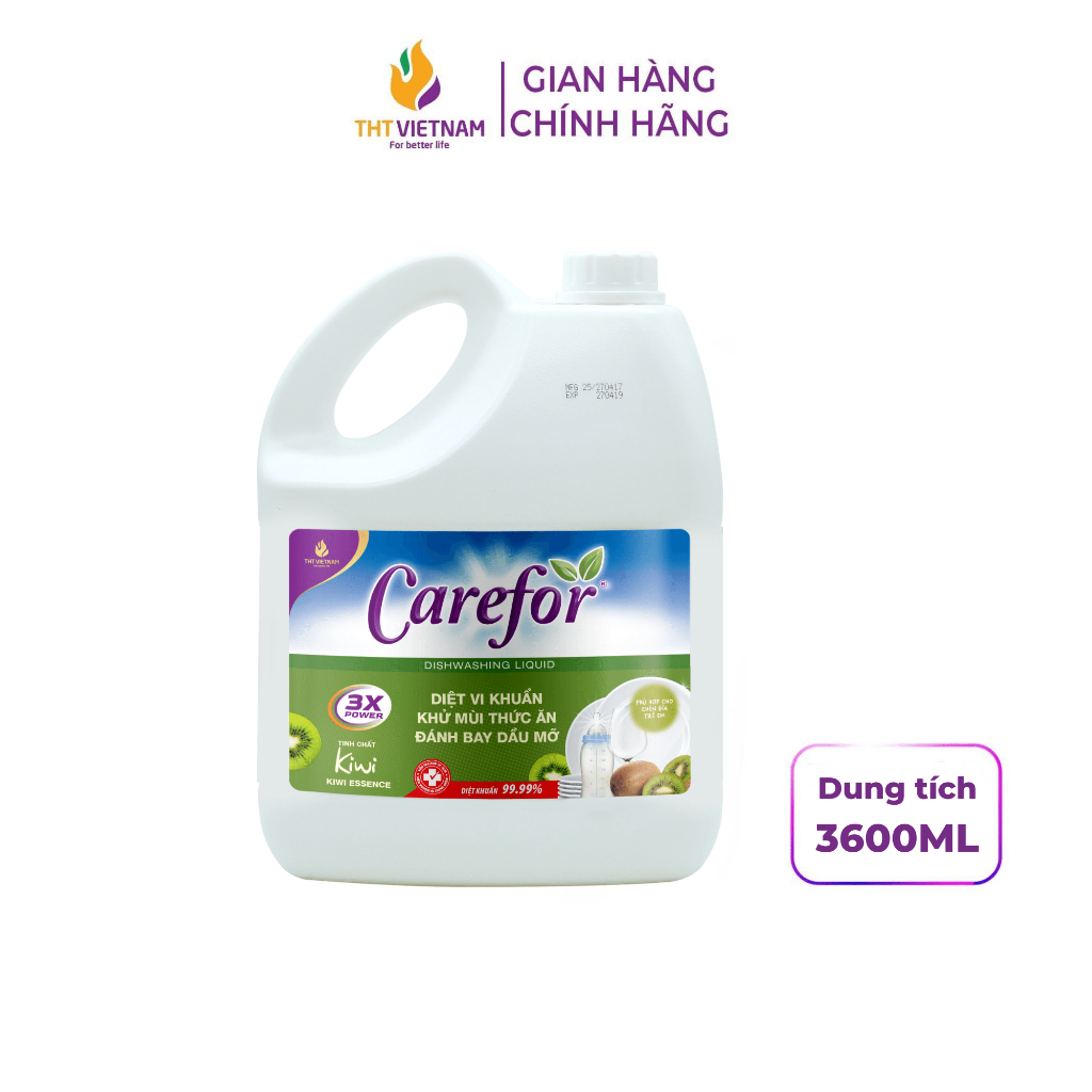 Nước rửa chén bát Carefor An toàn cho da tay Chính hãng 3600ml