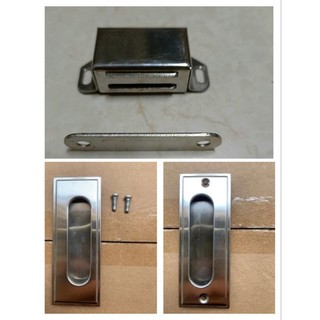 Nam châm hít cửa inox - Tay âm inox 96mm - từ hít tủ bếp - tay cửa lùa - dùng trong ngành bếp inox công nghiệp