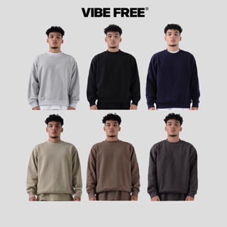 Áo Sweater Nỉ dày 350gsm 400gsm VIBEFREE cao cấp trơn basic
