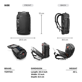 Balo Tomtoc A82-F01D Travel Backpack 40L