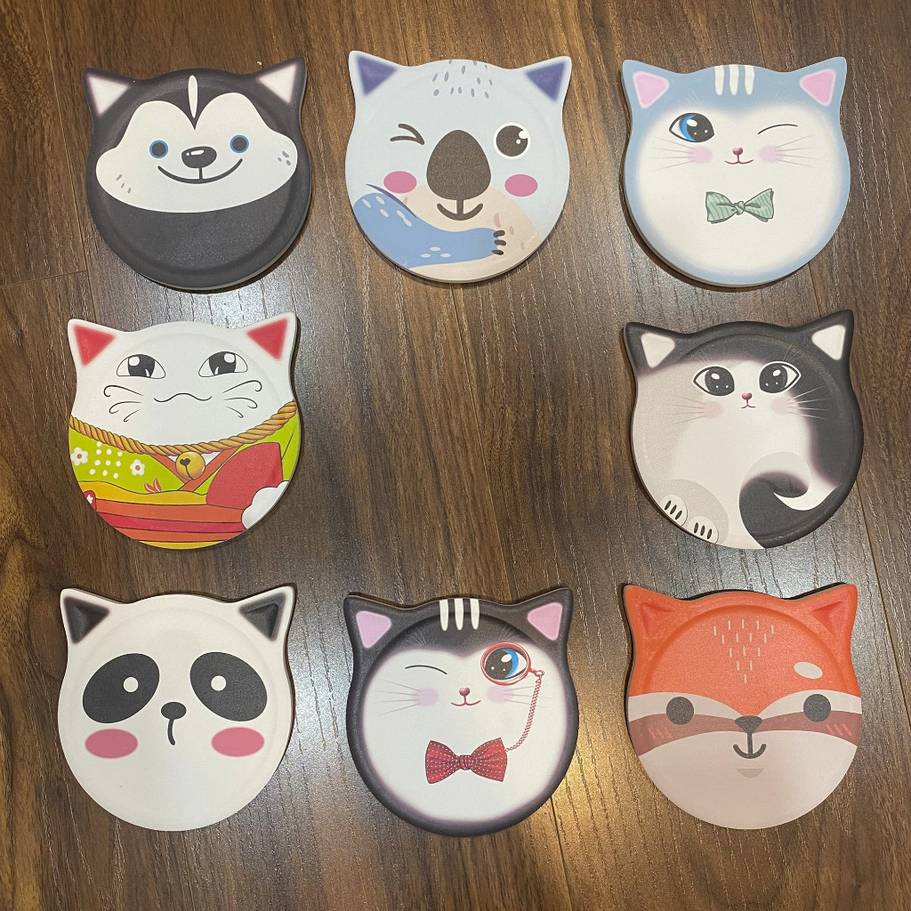 L 30++ MẪU | Đế Lót Ly – Lót Cốc bằng gốm sứ hình Thú Cưng dễ thương