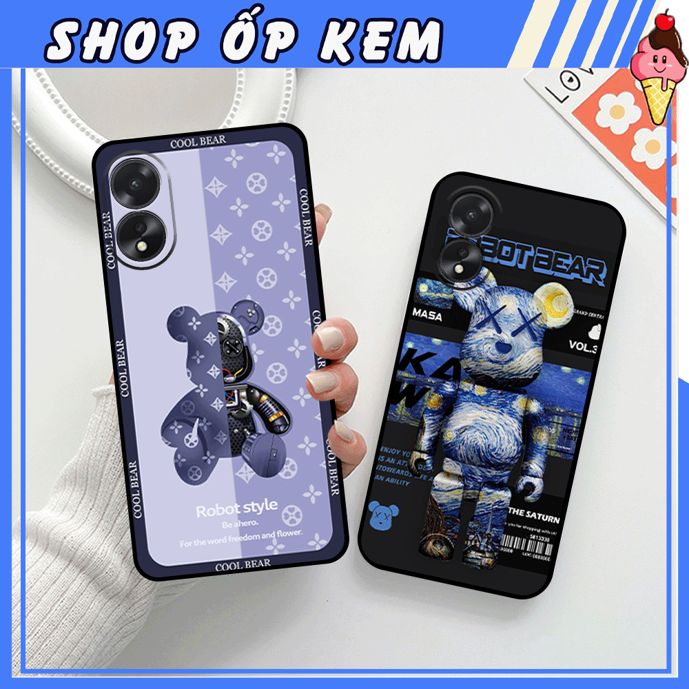 Ốp Lưng Điện Thoại  OPPO A18 In Gấu BE@RBRICK SIÊU DỄ THƯƠNG