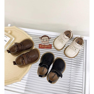 Giày Tây Da Kiểu Anh Tập Đi Đế Mềm Cho Bé Trai Bé Gái Phong Cách Vintage Dễ Thương