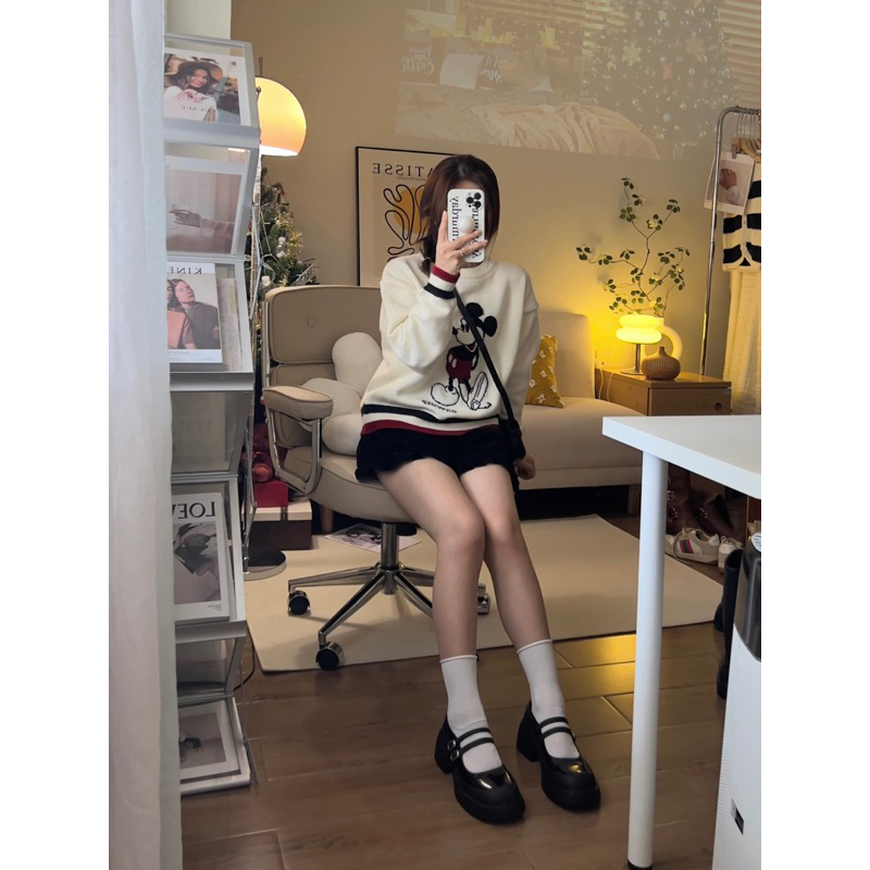 Áo len sweater Mickey 3 màu freesize 23’September