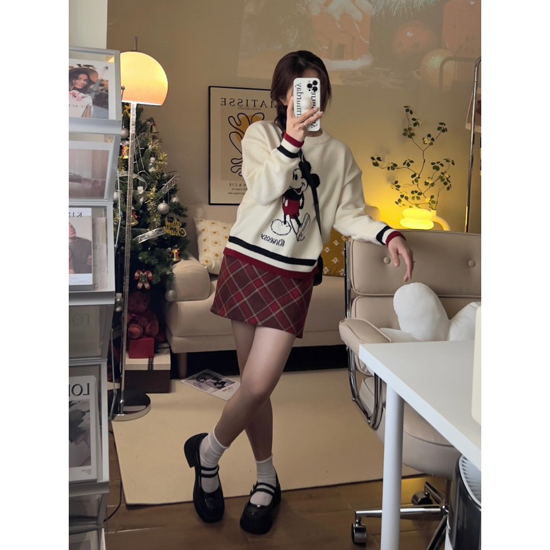 Áo len sweater Mickey 3 màu freesize 23’September