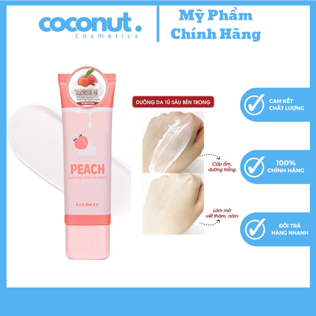 Kem Dưỡng Trắng Da, Nâng Tông Đào Peach Coringco Whipping Tone Up Cream Tuýp 50Ml