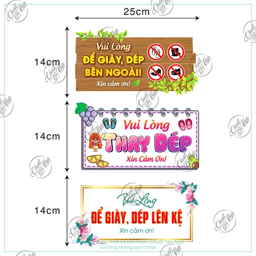 Miếng dán yêu cầu bỏ giầy dép bên ngoài
