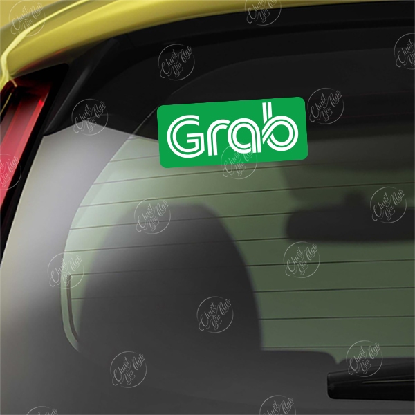 Combo 2 logo decal dán xe logo GRAB dán ô tô xe dịch vụ