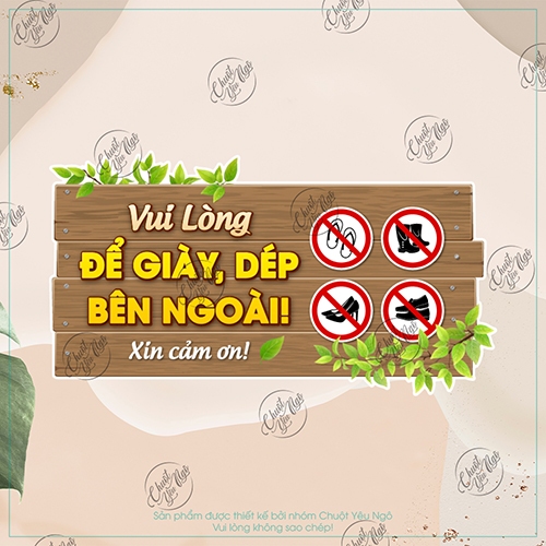 Miếng dán yêu cầu bỏ giầy dép bên ngoài