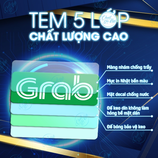 Combo 2 logo decal dán xe logo GRAB dán ô tô xe dịch vụ