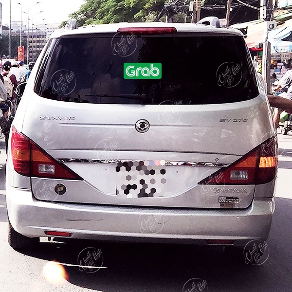 Combo 2 logo decal dán xe logo GRAB dán ô tô xe dịch vụ