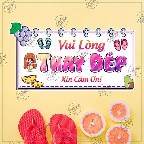 Miếng dán yêu cầu bỏ giầy dép bên ngoài