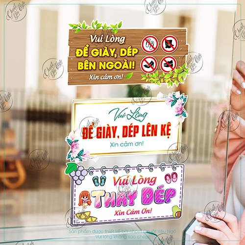 Miếng dán yêu cầu bỏ giầy dép bên ngoài