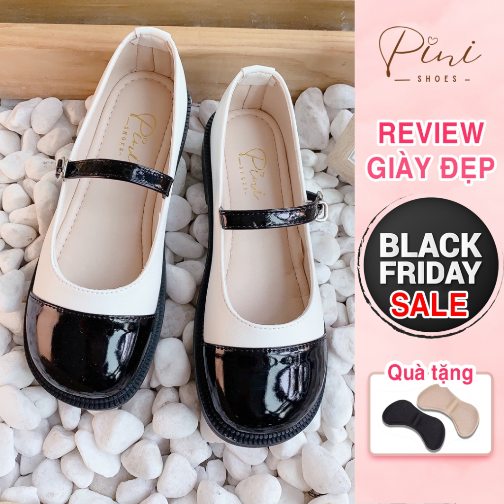 Giày búp bê nữ lolita đế bằng da bóng, đế có đệm rất êm chân (sẵn hàng giao luôn)