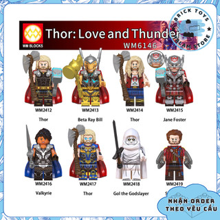 Đồ chơi xếp hình Minifigures Marvel WM6146 - Mô hình nhân vật Thor Love and Thunder Mighty Thor Gorr Valkyrie