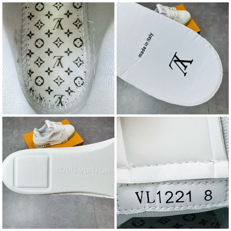 Giày Thể Thao Louis Vuitton LV Trainer 54 Signature White Bản Da Trắng Xám Phản Quang Full Box