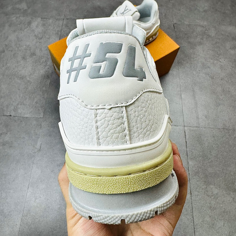 Giày Thể Thao Louis Vuitton LV Trainer 54 Signature White Bản Da Trắng Xám Phản Quang Full Box