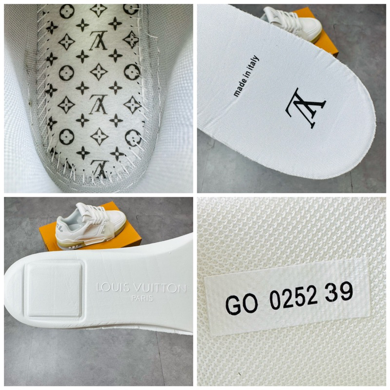 Giày Thể Thao Sneaker LV Trainer 54 Maxi Cream Trắng Kem Full Box Sticker Kèm Charm