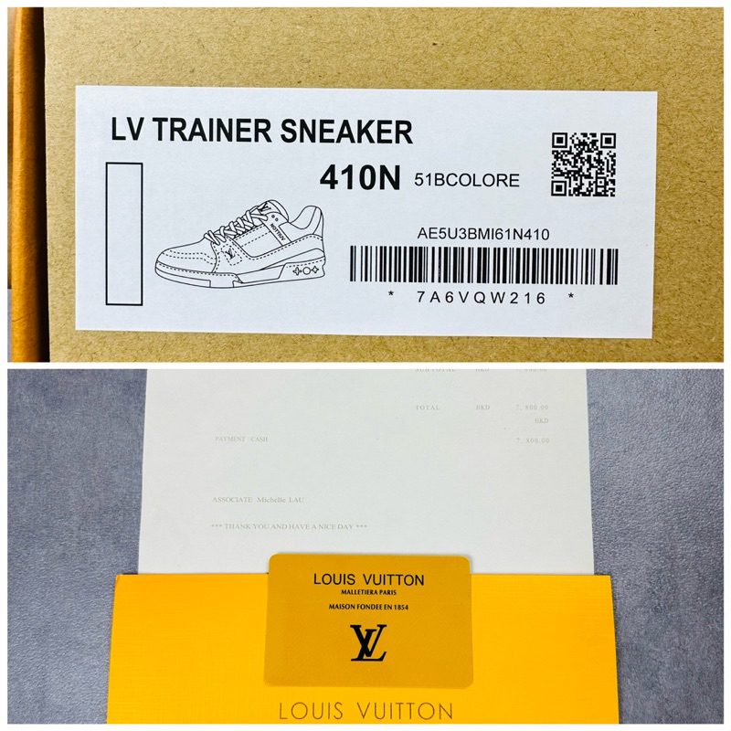 Giày Thể Thao Louis Vuitton LV Trainer 54 Signature White Bản Da Trắng Xám Phản Quang Full Box