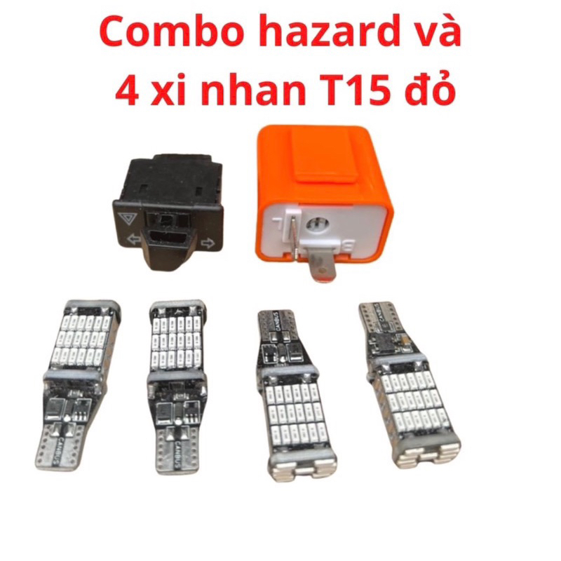 Combo hazard wave S 100cc +4 bóng T15+ công tắc haza và cục chớp nháy nhanh