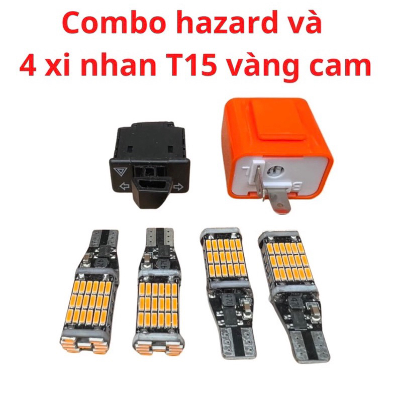 Combo hazard wave S 100cc +4 bóng T15+ công tắc haza và cục chớp nháy nhanh
