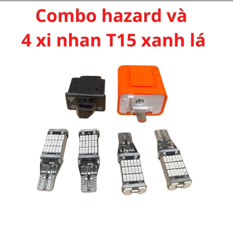 Combo hazard wave S 100cc +4 bóng T15+ công tắc haza và cục chớp nháy nhanh