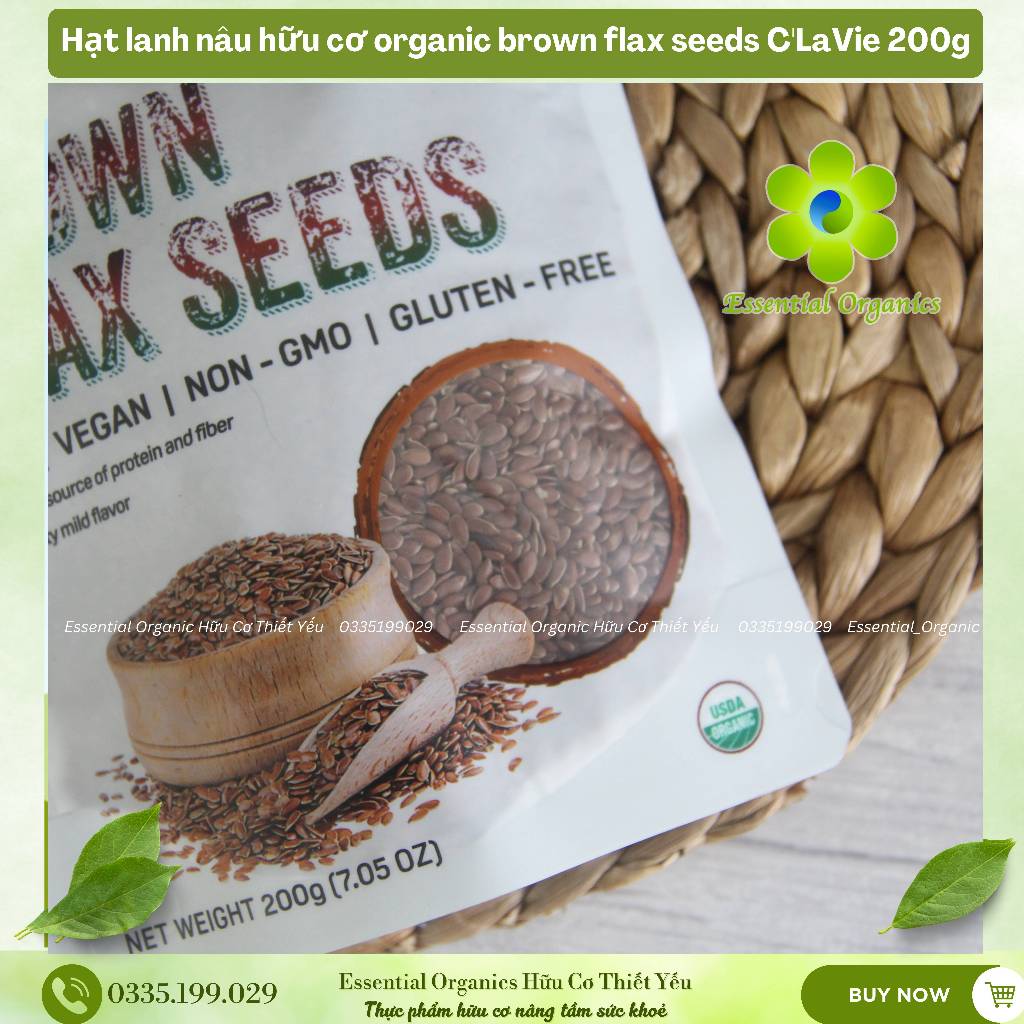 Hạt lanh vàng/lanh nâu hữu cơ organic flax seeds C'LaVie 200g