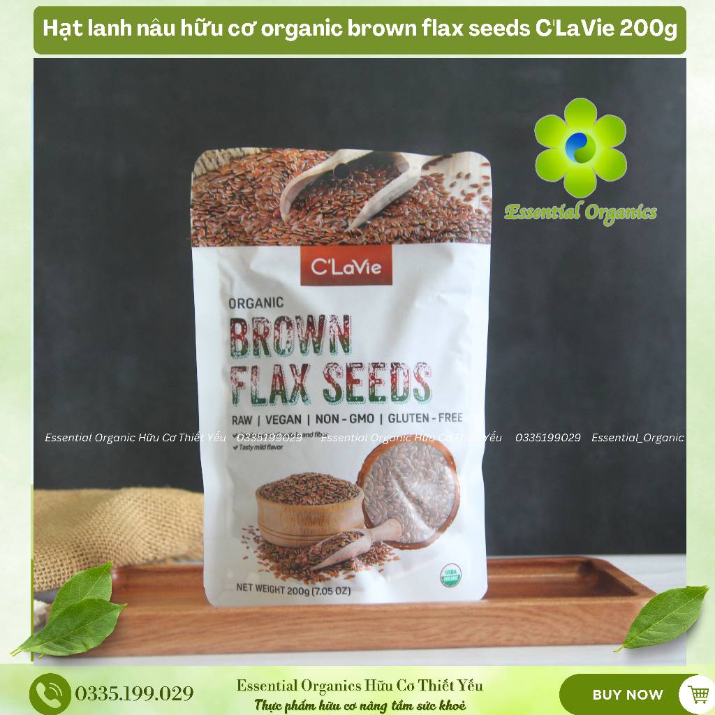 Hạt lanh vàng/lanh nâu hữu cơ organic flax seeds C'LaVie 200g