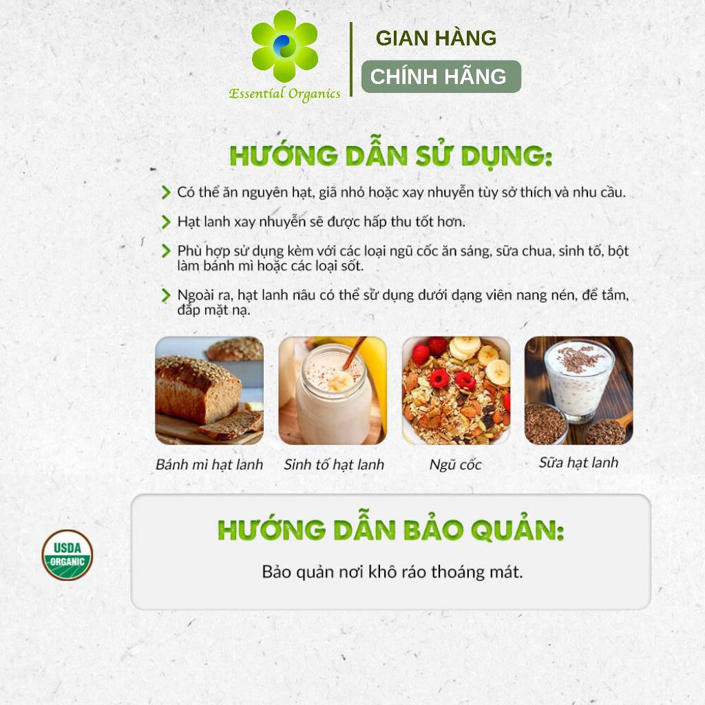 Hạt lanh vàng/lanh nâu hữu cơ organic flax seeds C'LaVie 200g