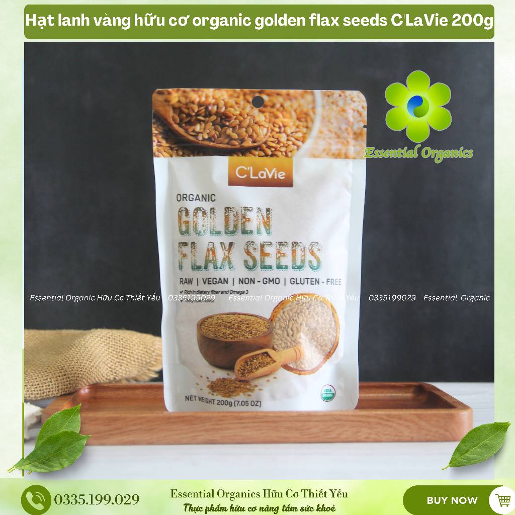 Hạt lanh vàng/lanh nâu hữu cơ organic flax seeds C'LaVie 200g