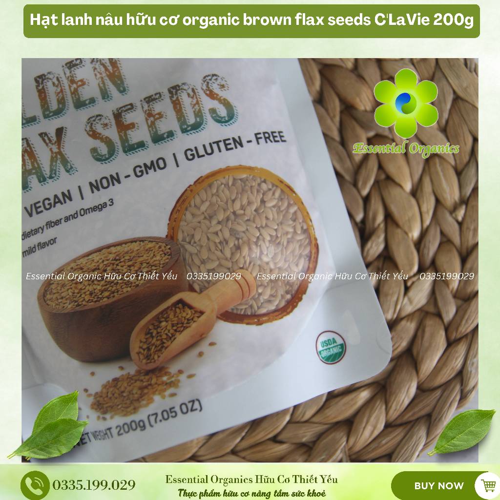 Hạt lanh vàng/lanh nâu hữu cơ organic flax seeds C'LaVie 200g