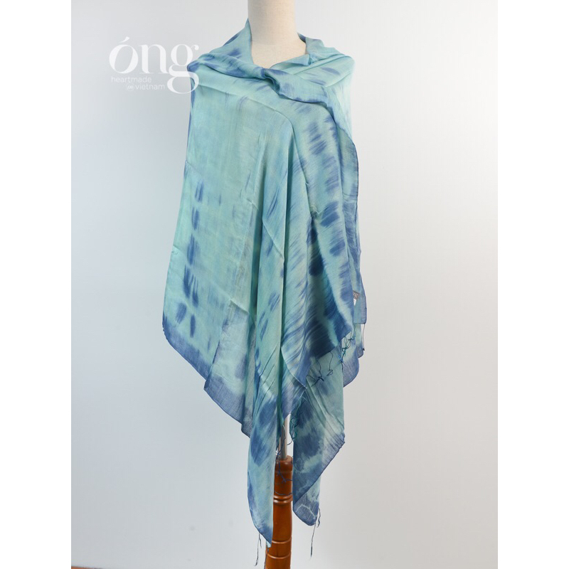 Khăn choàng nhuộm loang nghệ thuật-Óng Silk - K33 L - 80*180cm -Sản phẩm dệt truyền thống nhuộm màu loang an toàn cho d