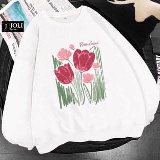 áo sweater dài tay cổ tròn nỉ bông hoa tulip tulips pretty good 