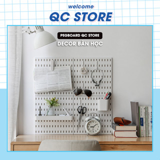 Kệ giá treo tường trang trí pegboard để đồ decor bàn học phòng bếp nhà tắm kèm phụ kiện, dán tường không cần khoan đục