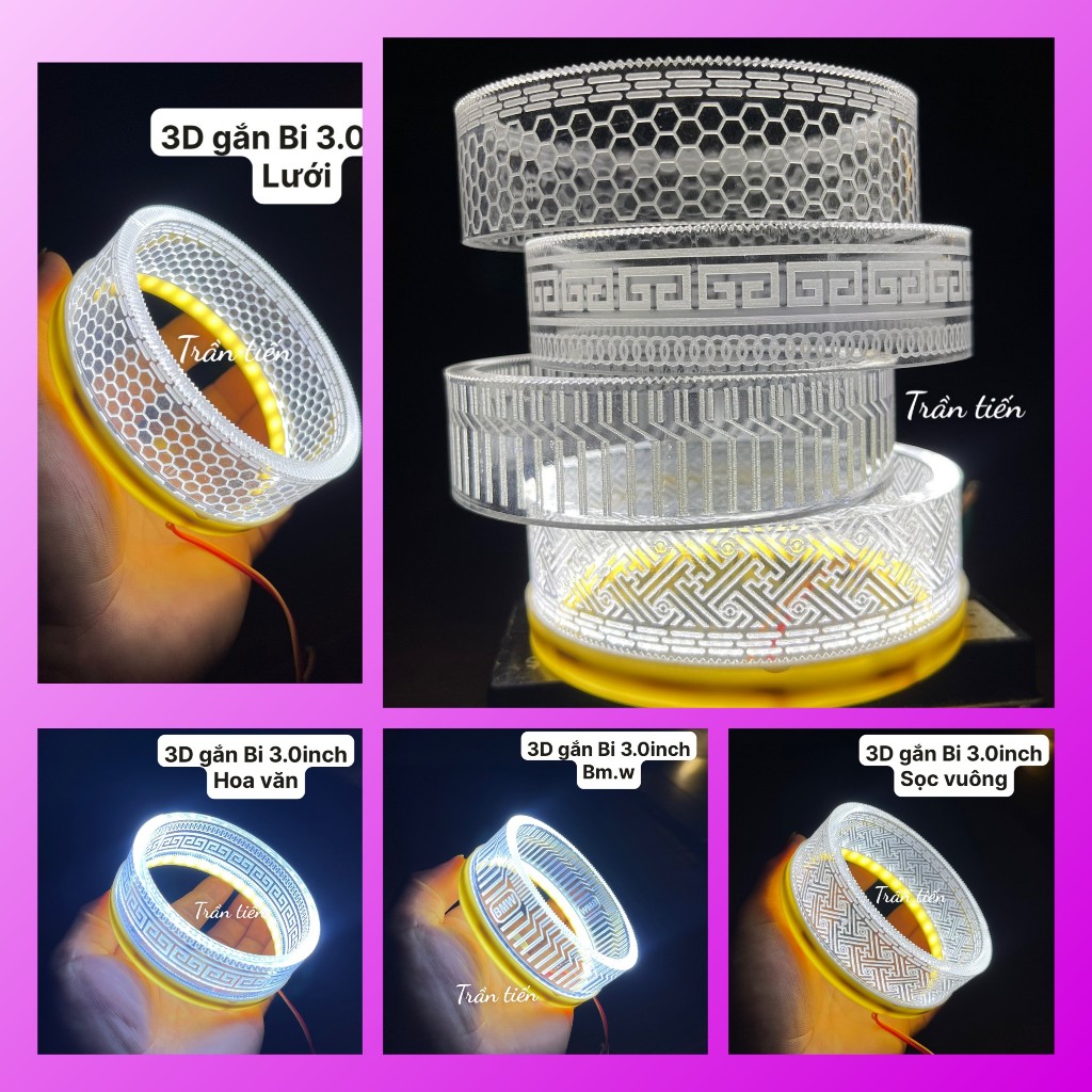 Vòng thiên thần 3D gắn trang trí bi cầu 3.0 inch oto xe máy
